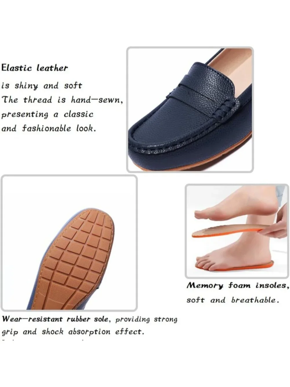 Women's Red Leather Penny Loafers Comfortable Lightweight Slip On Casual Shoes